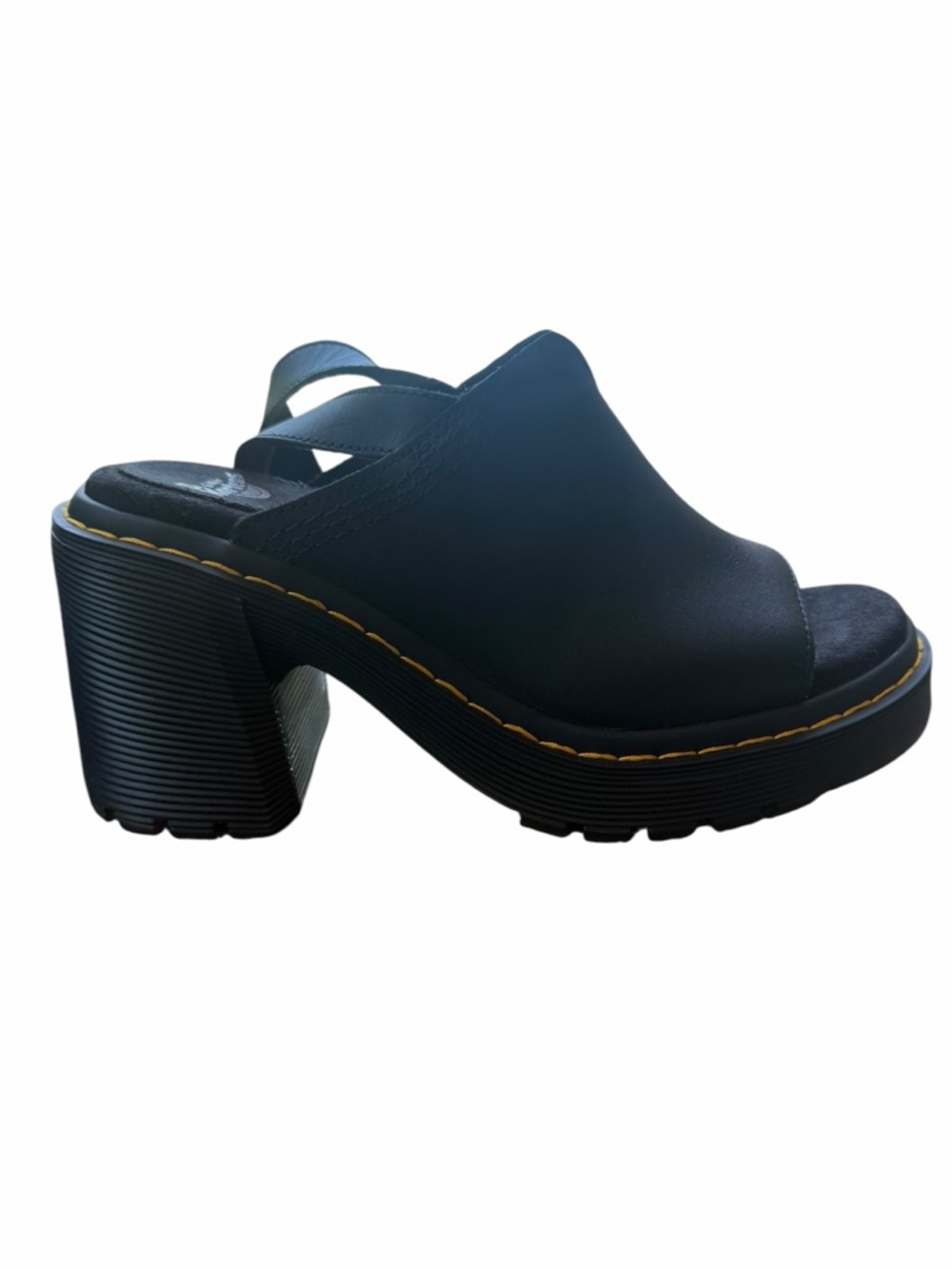 Dr. Martens Millee Chunky Leather Heels Open Toe Sandals Black Platform Women’s - Picture 12 of 16